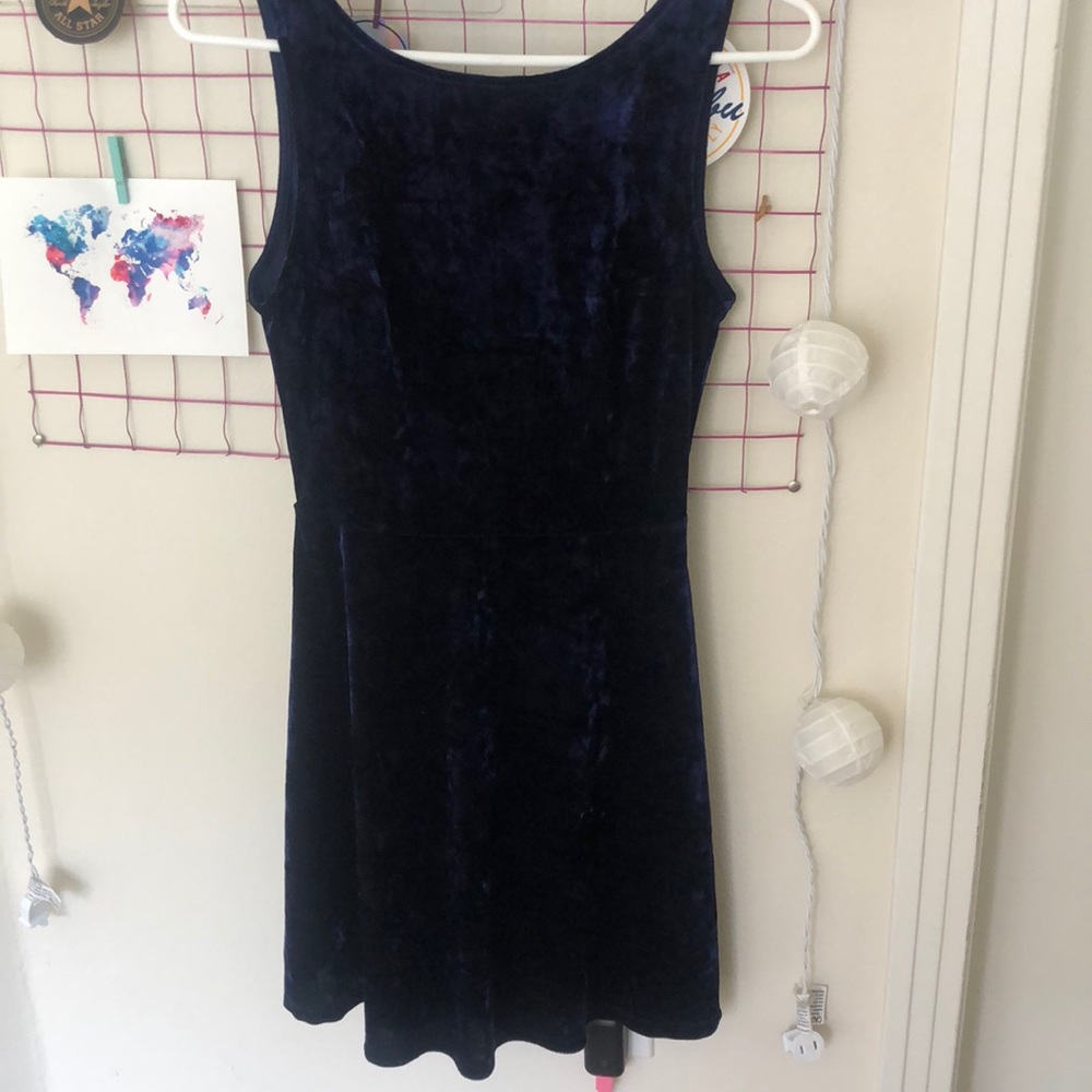 navy velvet skater dress